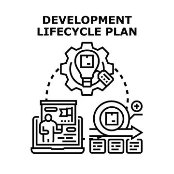 Development lifecycle plan improving product and project management Stock Illustration