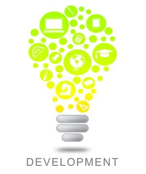 Development Lightbulb Means Growth Progress And Evolution Stock Illustration