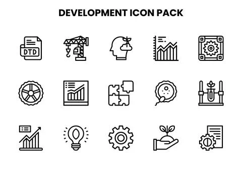 Development Line Bundle Icons Pack 库存插图