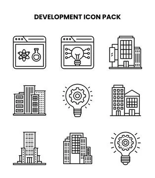 Development Line Bundle Icons Pack Stock Illustration