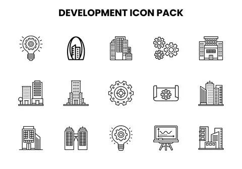 Development Line Bundle Icons Pack Stock Illustration