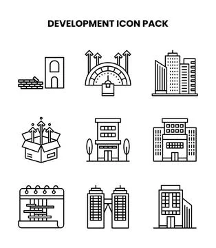 Development Line Bundle Icons Pack 스톡 일러스트