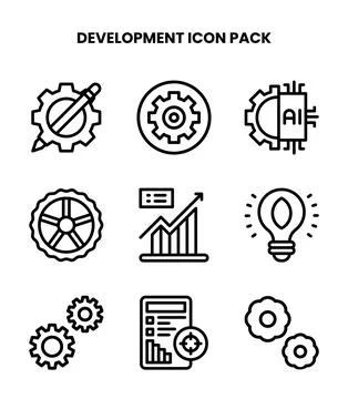 Development Line Bundle Icons Pack 库存插图