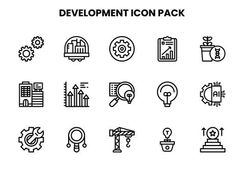 Development Line Collection Icons Pack 库存插图