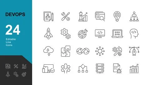 Development Line Editable Icons set. Stock Illustration