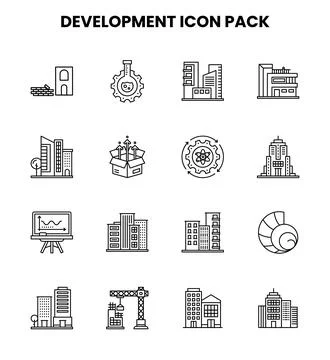Development Line Graphics Icons Pack Stockillustratie