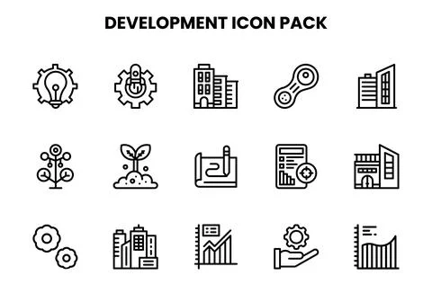 Development Line Graphics Icons Pack Stock Illustration