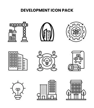 Development Line Icons Pack 库存插图