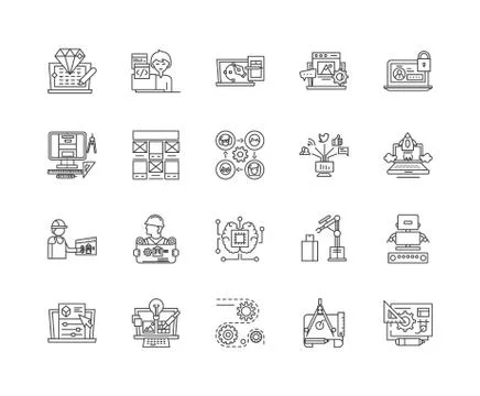 Development line icons, signs, vector set, outline illustration concept Stock Illustration