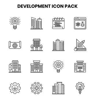Development Line UI Icons Pack Ilustração Stock