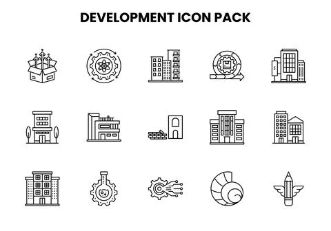 Development Line UI Icons Pack 库存插图