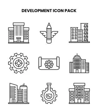 Development Line Vector Icons Pack Stock Illustration