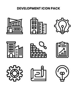 Development Line Vector Icons Pack Stock Illustration