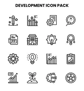 Development Line Vector Icons Pack 库存插图