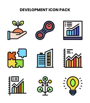 Development Lineal Color Bundle Icons Pack Stock Illustration
