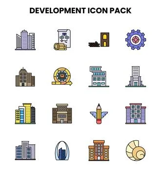 Development Lineal Color Bundle Icons Pack Stock Illustration