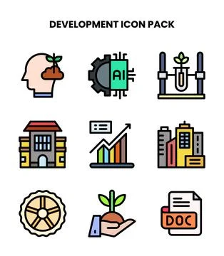 Development Lineal Color Graphics Icons Pack Stock Illustration