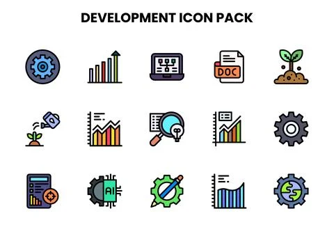 Development Lineal Color Vector Icons Pack イラスト素材