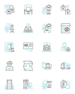 Development linear icons set. Innovation, Progress, Growth, Advancement 库存插图