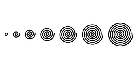 Development of linear spirals of different sizes Ilustración de archivo