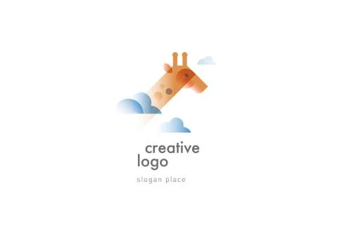 Development of the logo in the clouds giraffe Stock Illustration