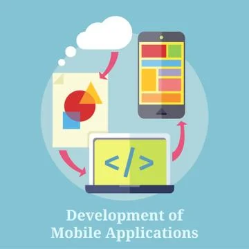 Development of Mobile Applications Stock Illustration
