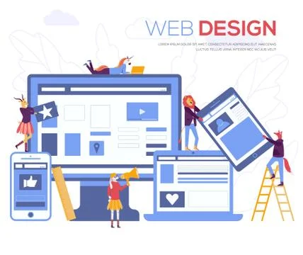 Development of mobile websites vector illustration. Creating a website イラスト素材