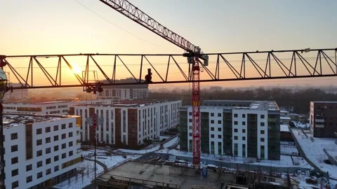 Development of modern residential complex. City growth concept Video stock 328359169