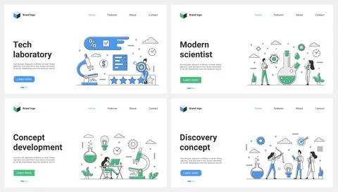 Development of modern science, technical discovery and analyzing in laboratory Stock Illustration