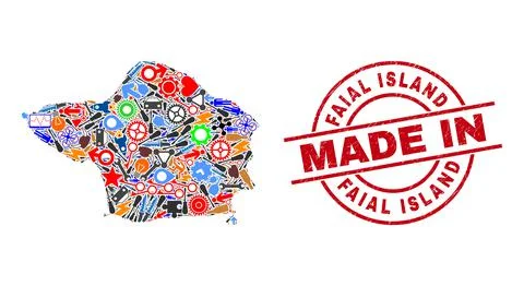 Development Mosaic Faial Island Map and Made in Grunge Stamp Seal Stock Illustration