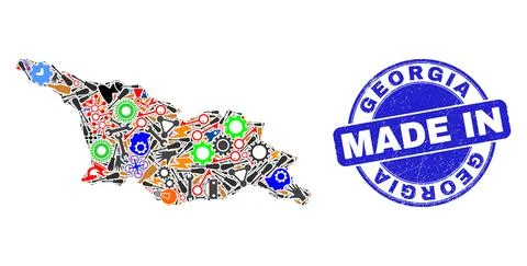 Development Mosaic Georgia Map and Made in Grunge Rubber Stamp Stock Illustration