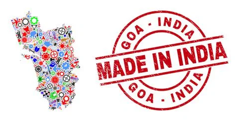 Development Mosaic Goa State Map and Made in Textured Watermark Stock Illustration
