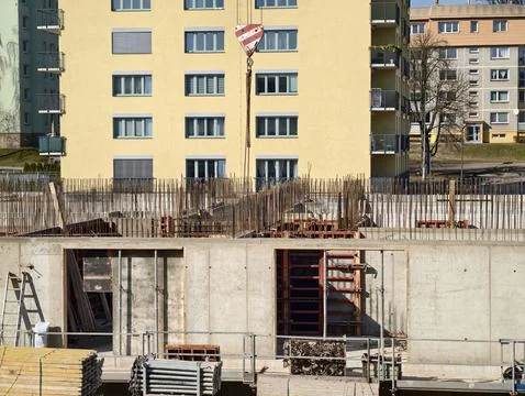 Development moves forward. Progress in city infrastructure continues at ste.. Stock Photos