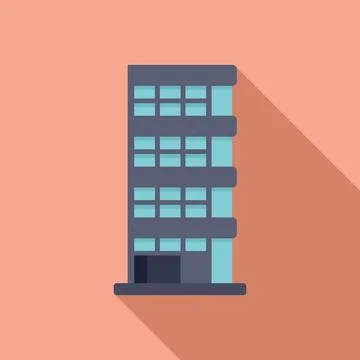 Development multistory building icon flat vector. Street floor Ilustración de archivo