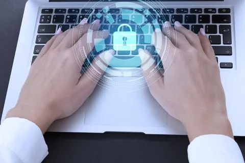 Development of a network security system. Internet data security concept. Fem Foto stock