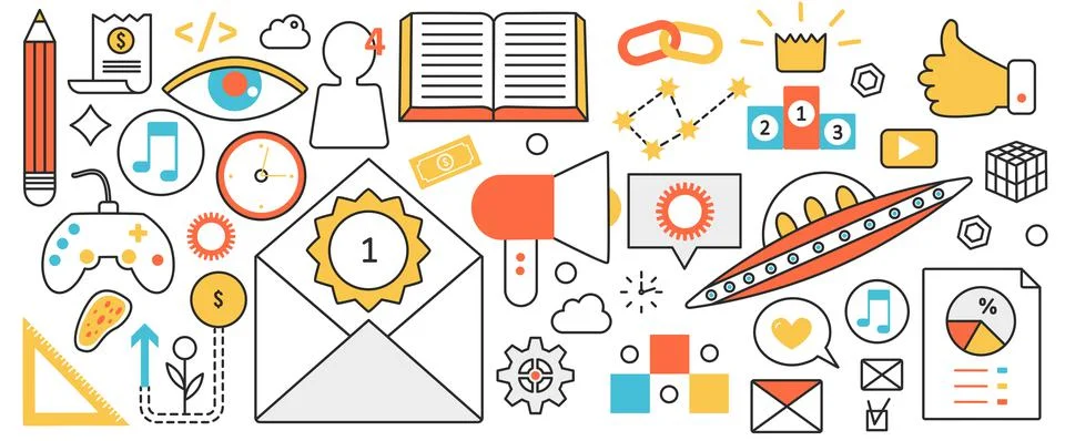 Development of new technology, abstract space research and UFO, education and Stock Illustration