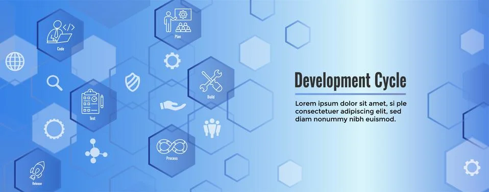 Development Operations and Life Cycle - DevOps Icon Set Stock Illustration