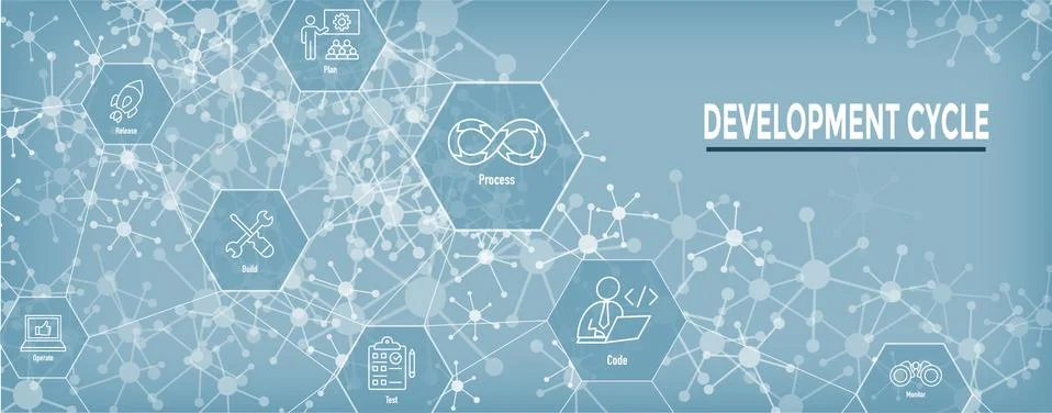 Development Operations and Life Cycle - DevOps Icon Set Stock Illustration