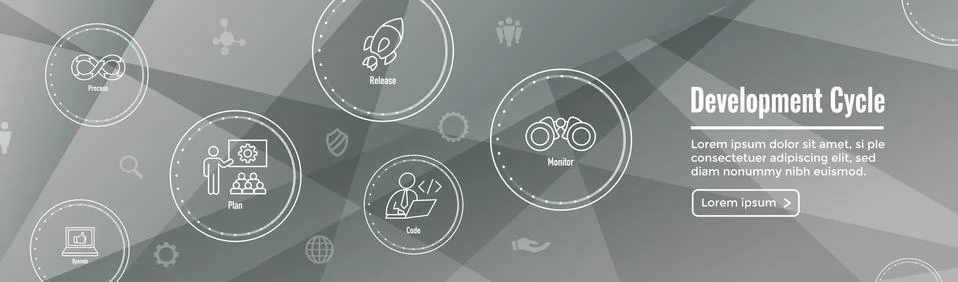 Development Operations and Life Cycle - DevOps Icon Set Stock Illustration