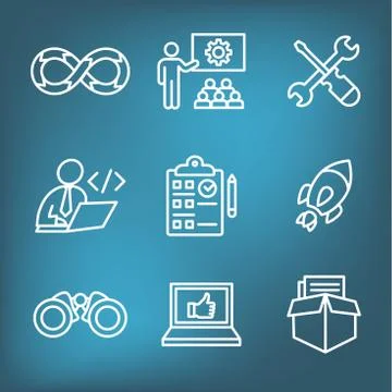 Development Operations and Life Cycle - DevOps Icon Set Stock Illustration