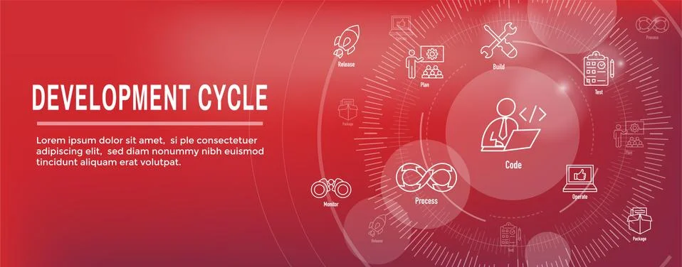 Development Operations and Life Cycle - DevOps Icon Set Stock Illustration