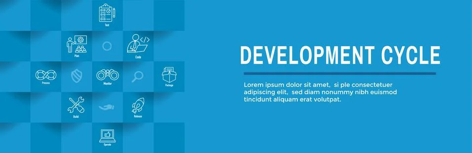 Development Operations and Life Cycle - DevOps Icon Set Illustrazione stock