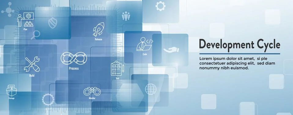 Development Operations and Life Cycle - DevOps Icon Set Illustrazione stock