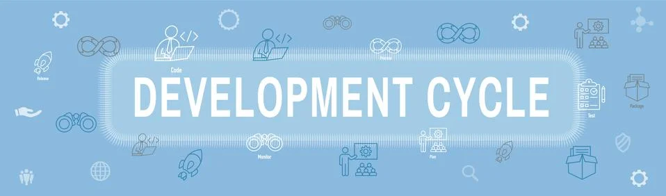 Development Operations and Life Cycle - DevOps Icon Set Stock Illustration