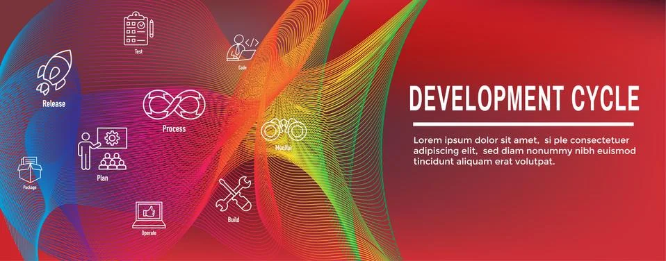 Development Operations and Life Cycle - DevOps Icon Set Stock Illustration