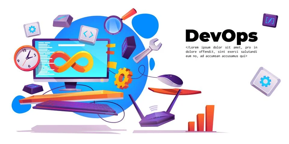 Development operations banner, DevOps concept イラスト素材