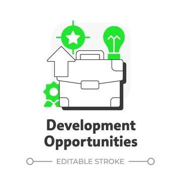 Development opportunities flat outline concept icon Stock Illustration