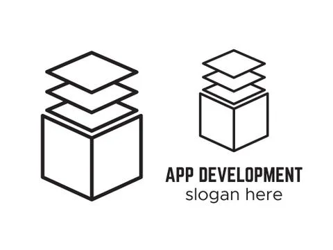 Development or game studio logos. Cube app logo Stock Illustration
