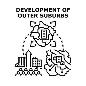 Development of outer suburbs concept vector illustration Stock Illustration