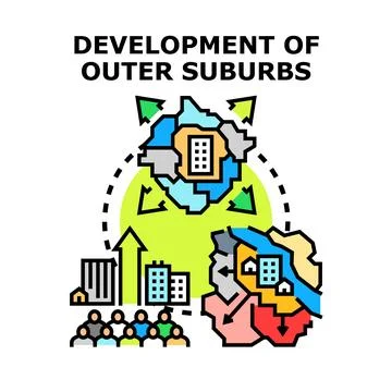 Development of outer suburbs concept vector illustration Stock Illustration